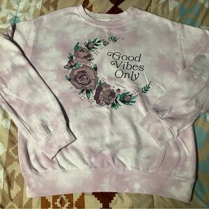 Earthbound “Good Vibes Only” Purple acid wash Crewneck sweatshirt M New